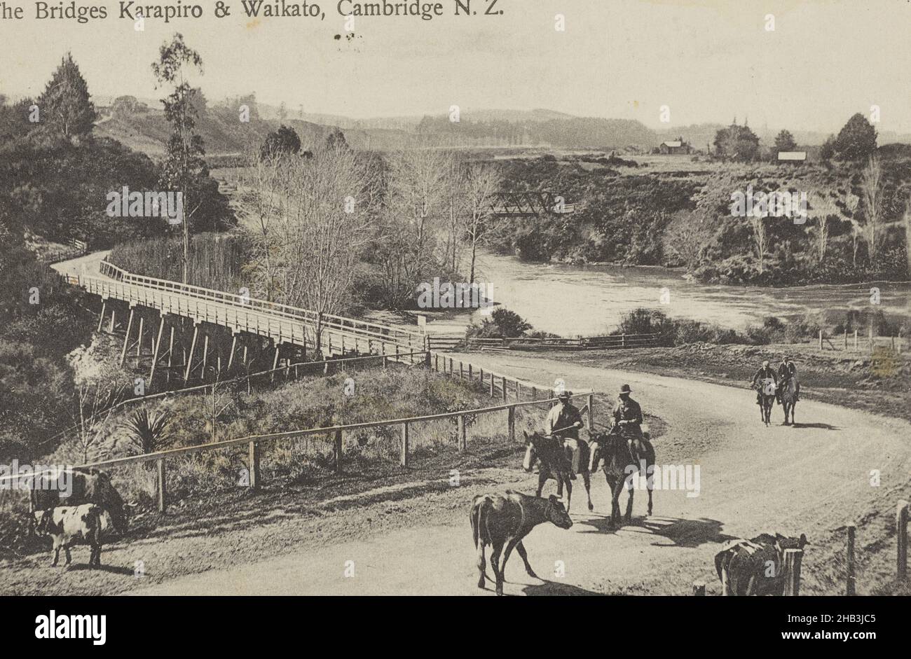 The Bridges Karapiro and Waikato, Cambridge, New Zealand, Muir & Moodie studio, 1904-1915, Cambridge Stock Photo