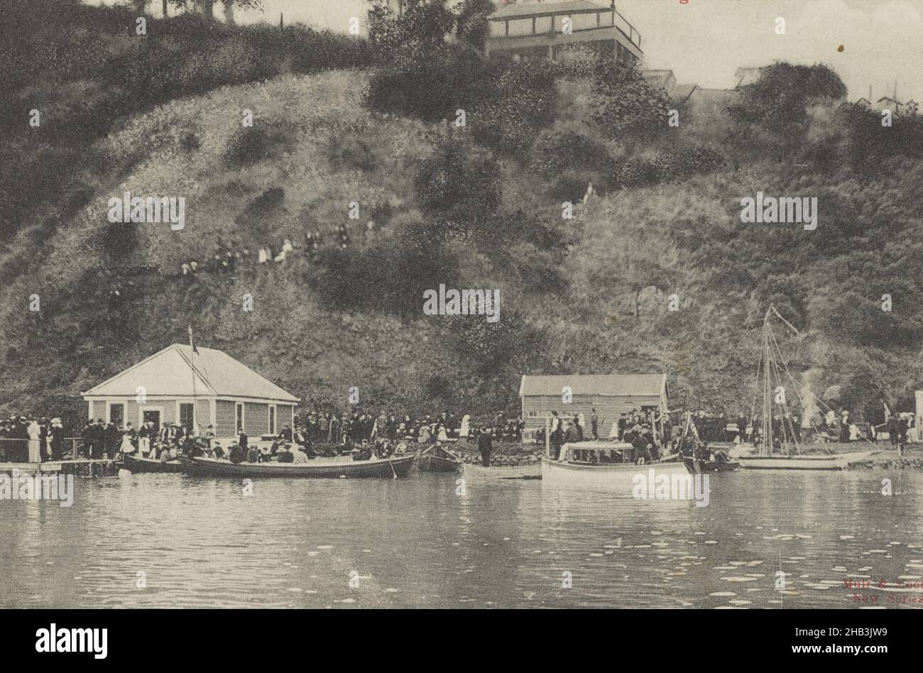 New Swimming Clubs shed, Port Chalmers, Muir & Moodie studio, 1909, Port Chalmers Stock Photo