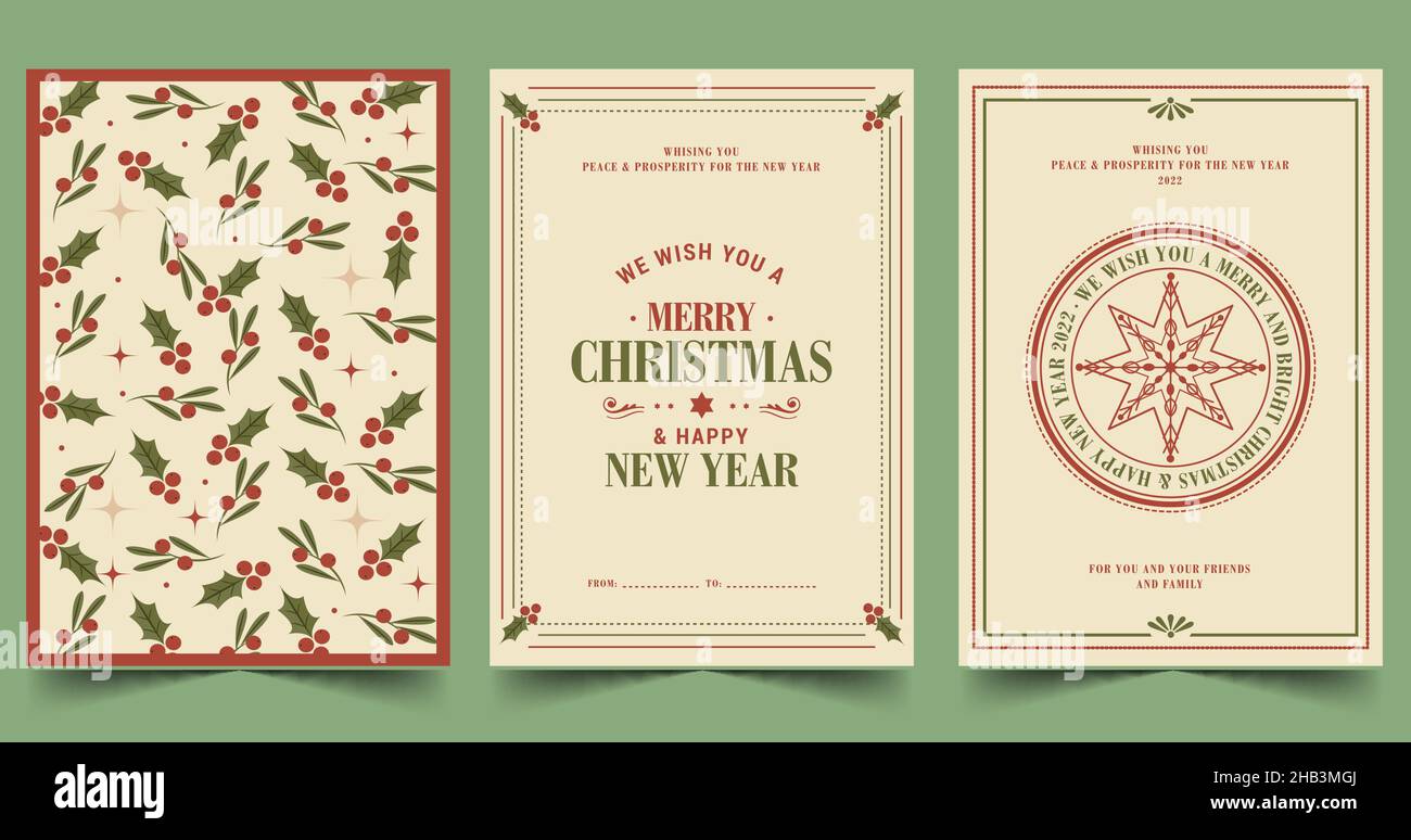 vintage christmas cards collection vector design illustration Stock ...