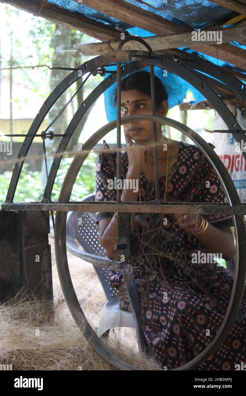 Weaver woman byside the wetland in Kochi Kerala, India Stock Photo - Alamy