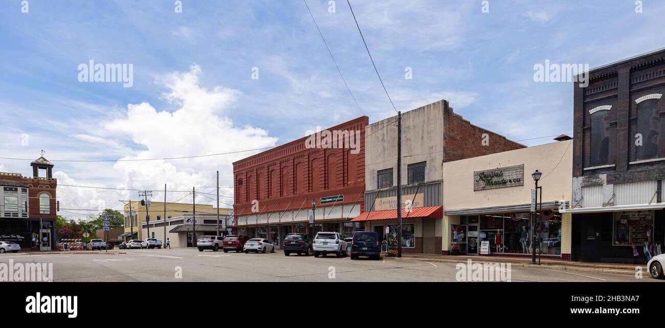 Carthage, Texas, USA June 28, 2021 The old business district on St