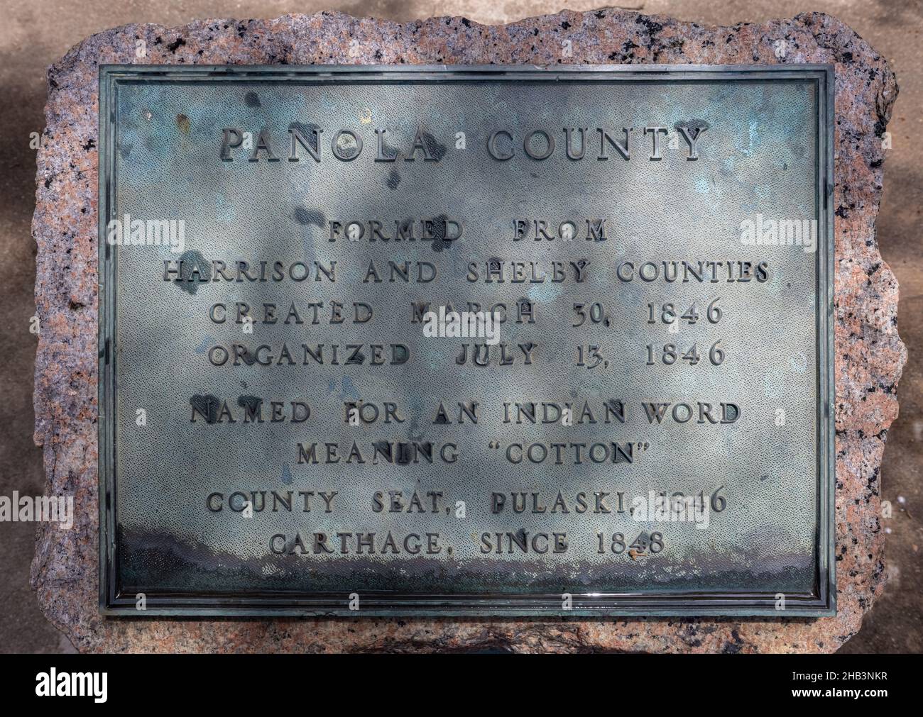 Carthage, Texas, USA June 28, 2021 Plaque with the history of the