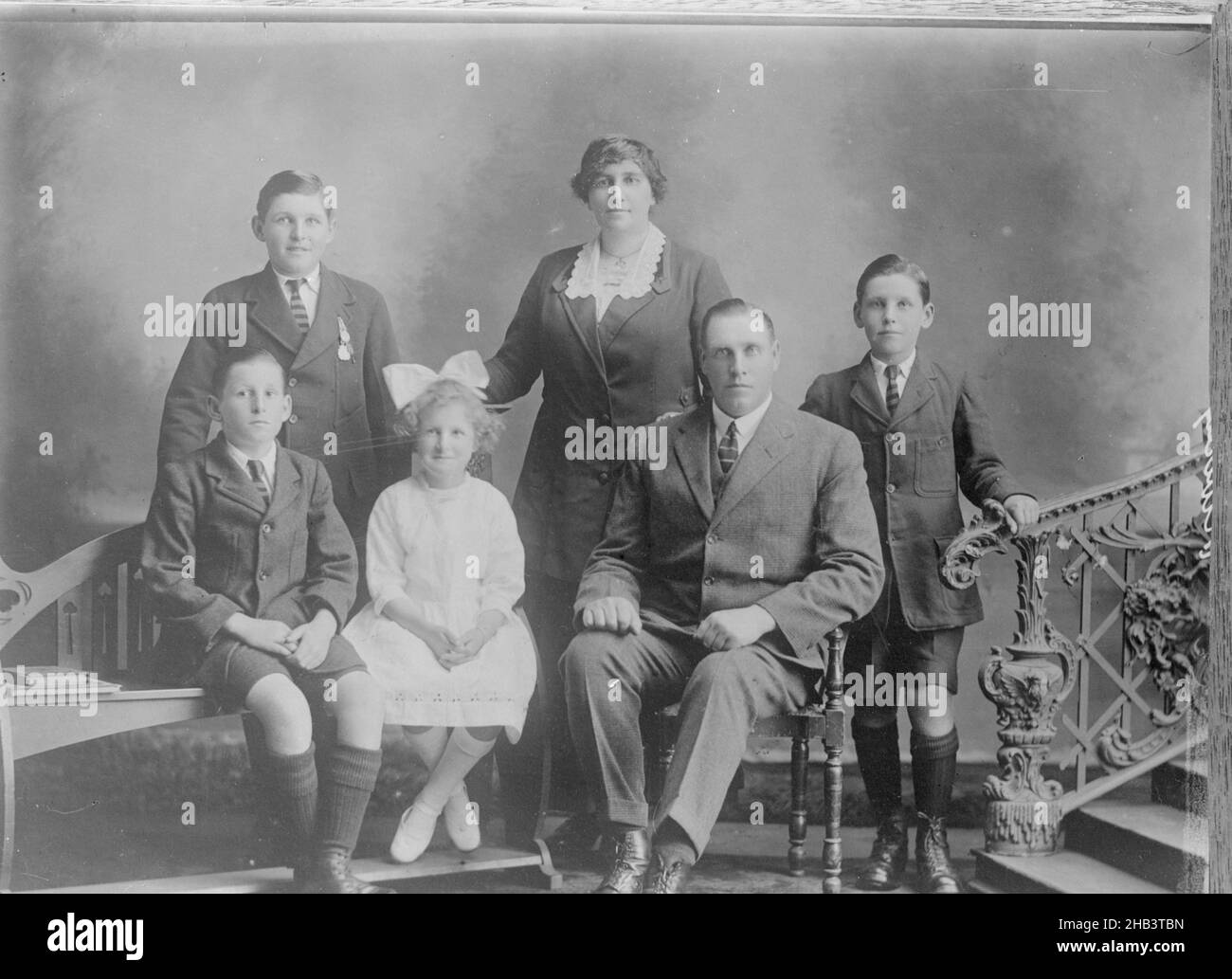 Copy of a portrait of a family group, inscribed Cleverly, Berry & Co, copyist, circa 1920, Wellington Stock Photo