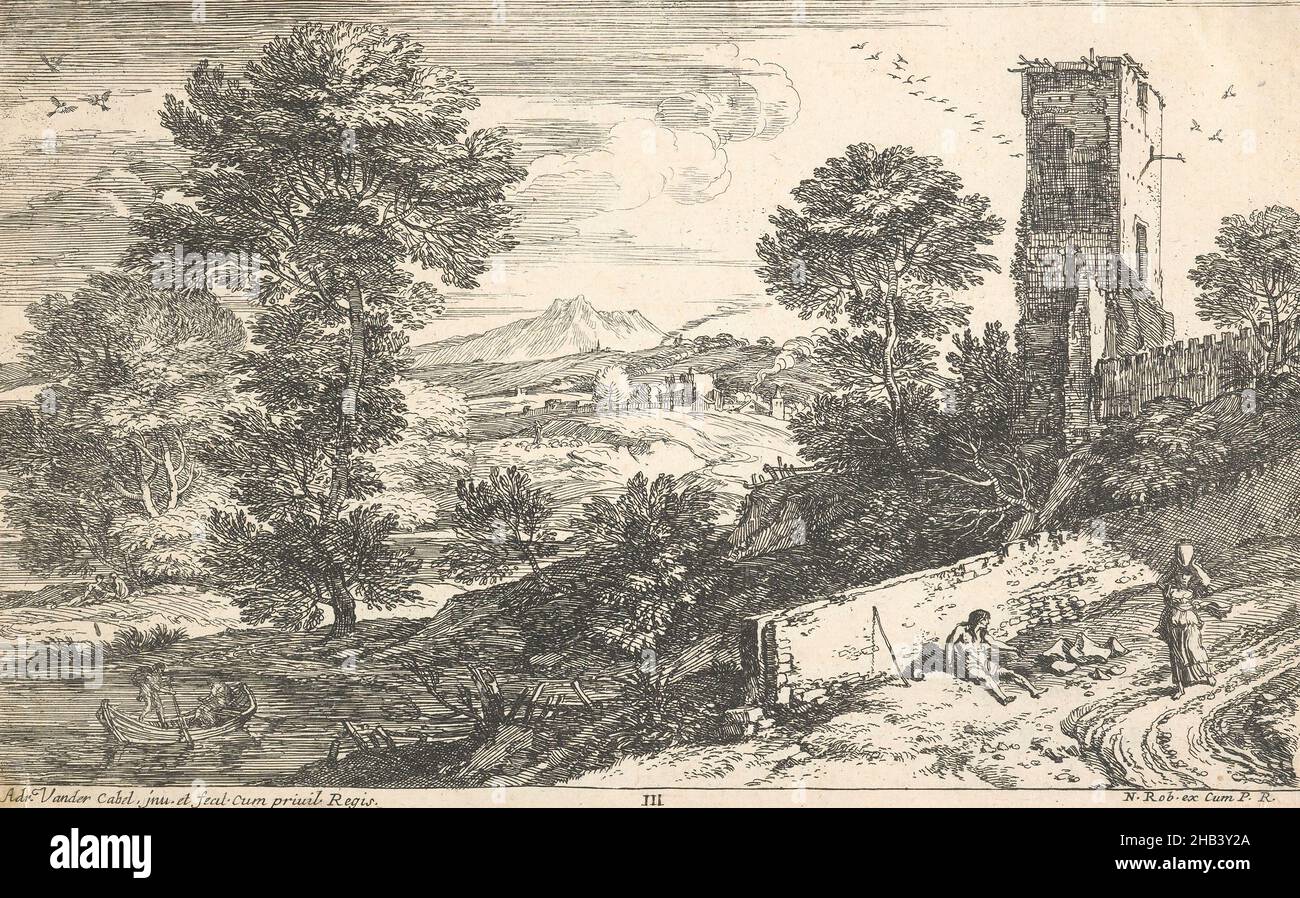 Landscapes IV. Beggar., Adriaen van der Cabel, artist, 16601700