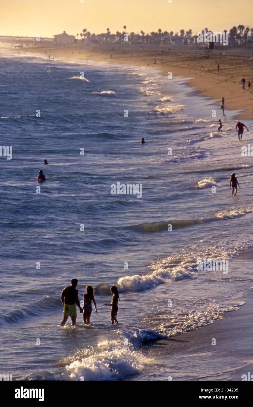 People enjoying the coast at Newport Beach, Orange County, CA Stock Photo