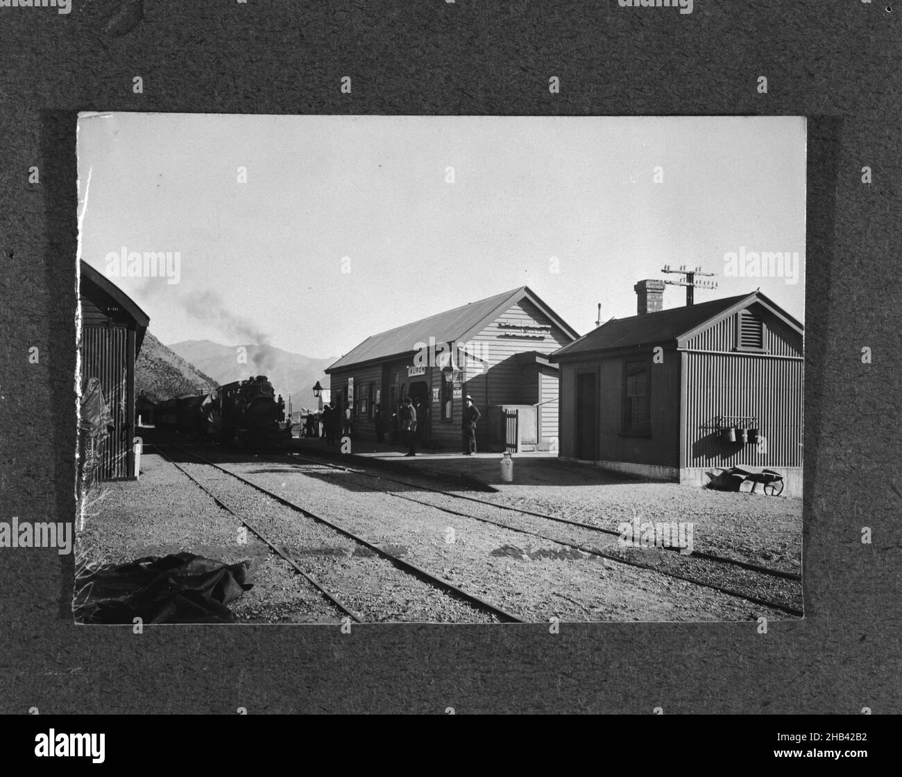 Copy of a photograph of Kerrow (Kurow) Railway Station, Muir & Moodie