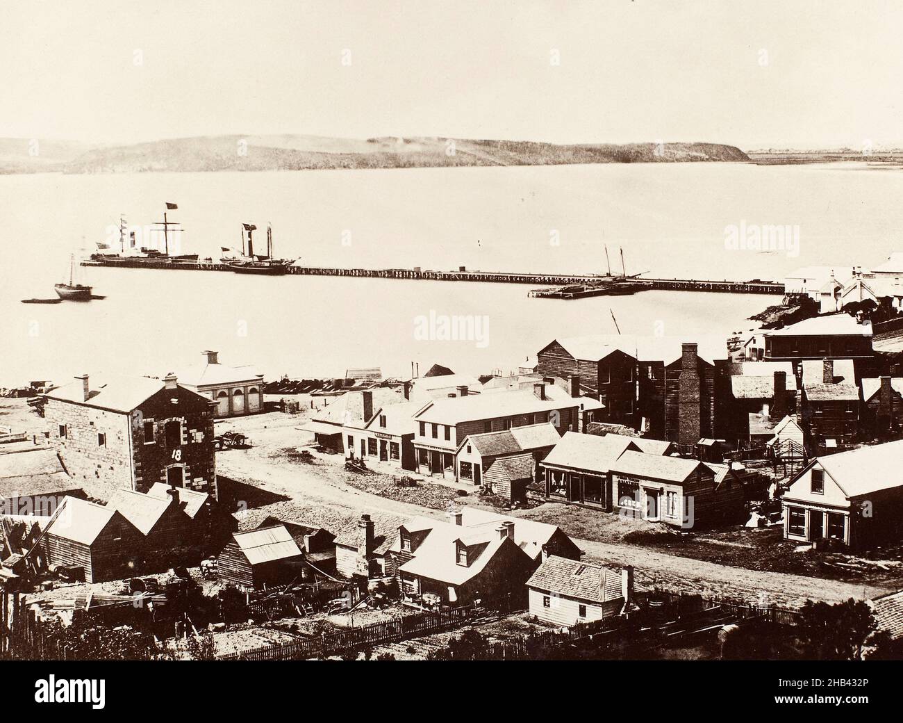Rattray Street, Dunedin from Dowling Street, 1861. From the album