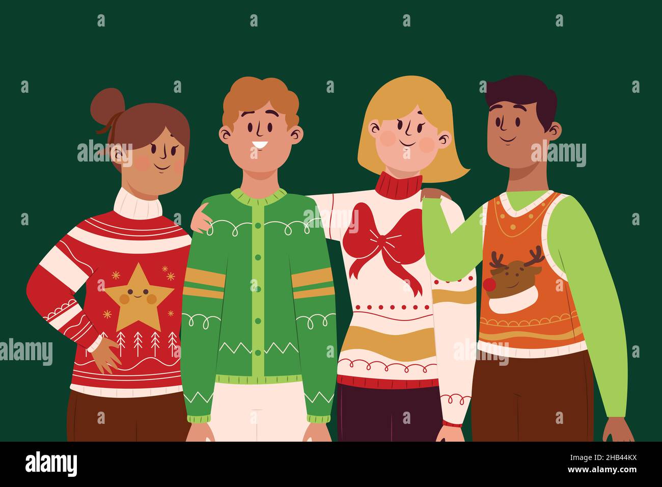 people wearing ugly sweaters vector design illustration Stock Vector