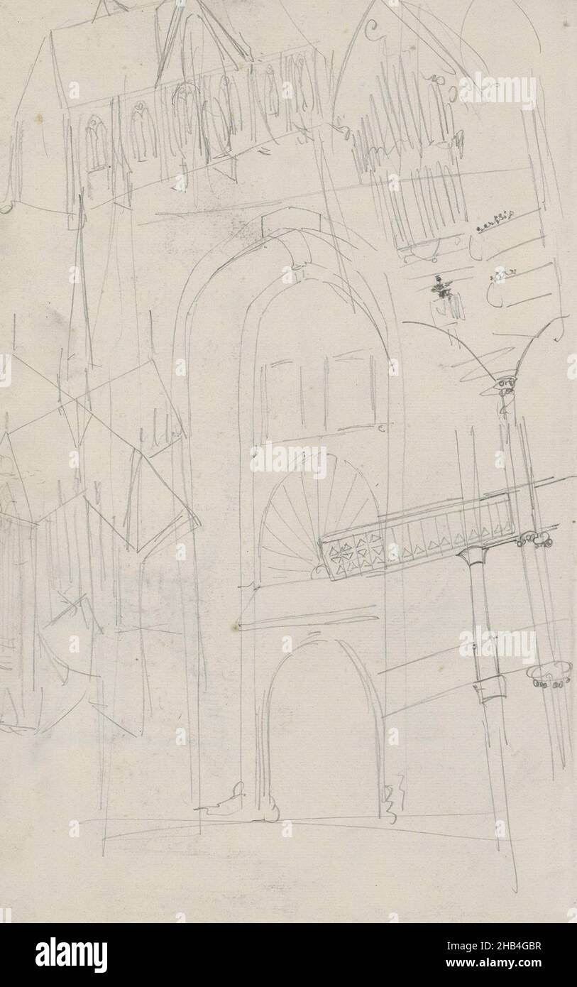 Also studies of church windows and the interior of the cathedral. Sheet 3 verso from a sketchbook with 23 sheets, Cathedrals, Carel Adolph Lion Cachet, c. 1895 Stock Photo