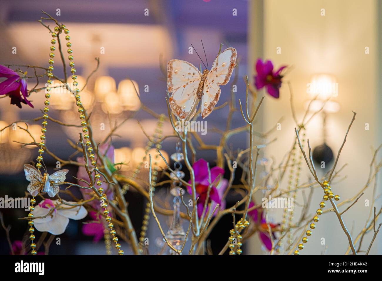 Artificial butterfly centerpiece floral arrangement and wedding