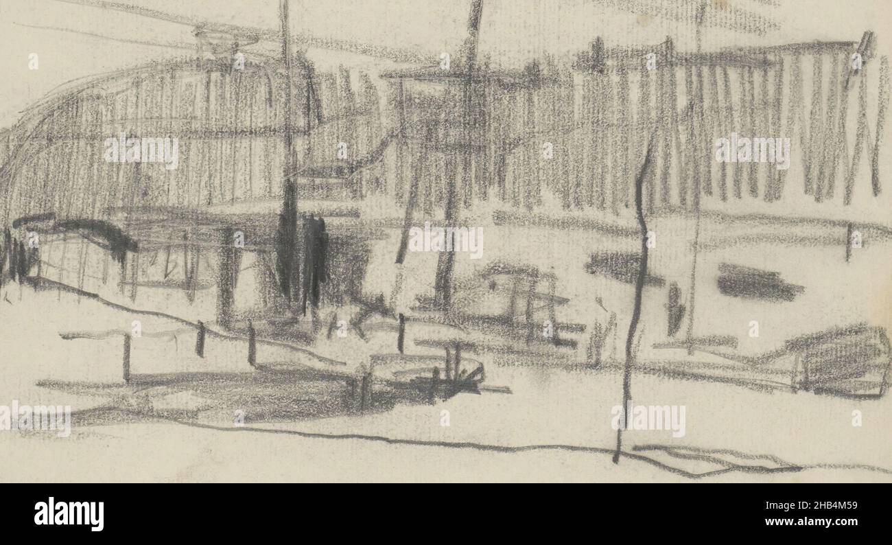 In the background possibly the Amstel Hotel. Page 19 and page 20 from a sketchbook with 12 pages, Hogesluis in Amsterdam, seen from the Amsteldijk., draughtsman: George Hendrik Breitner, Amsterdam, 1887, George Hendrik Breitner, 1887 Stock Photo