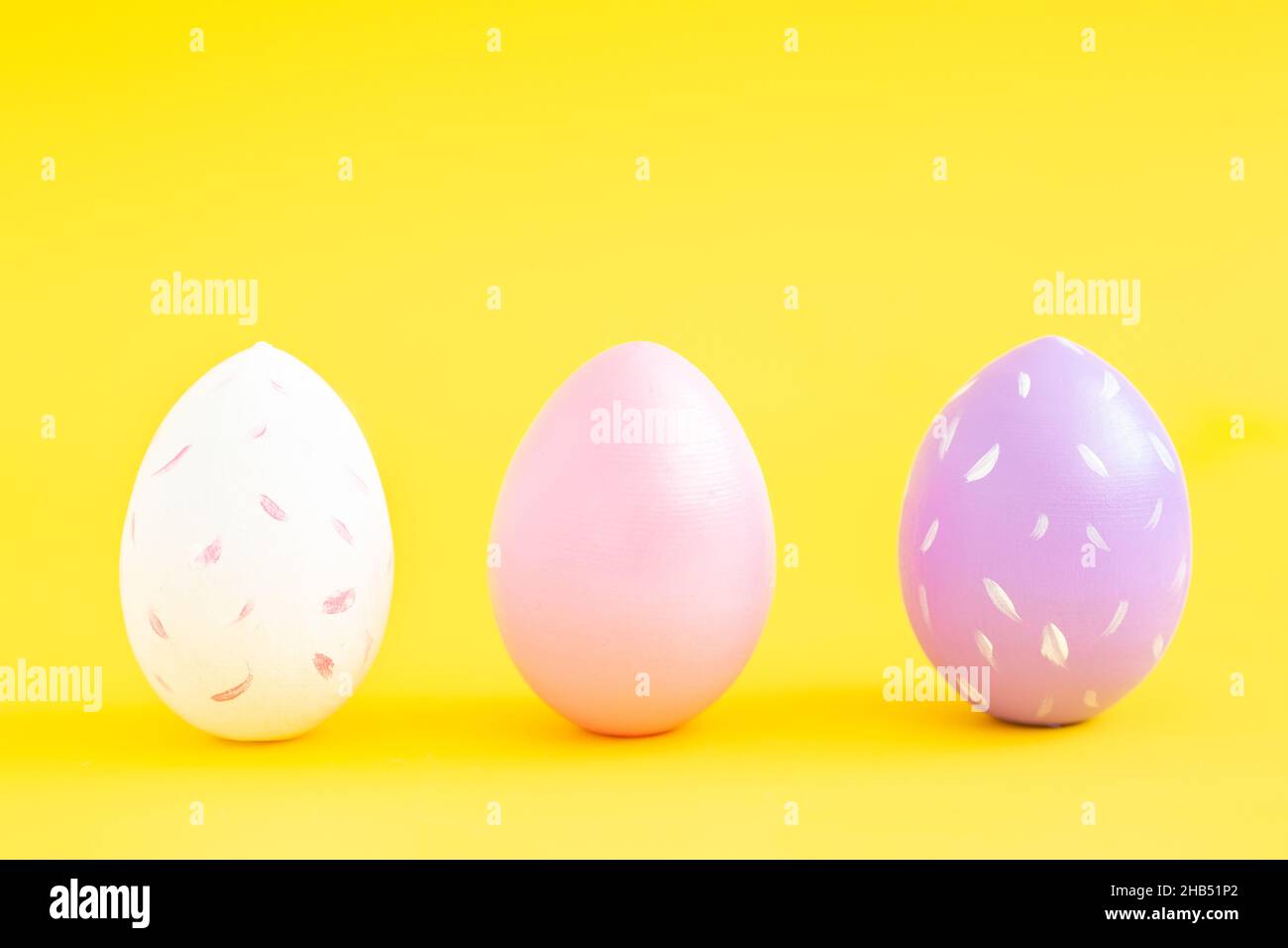Easter greeting card with decorative painted multicolored eggs. Easter concept Stock Photo