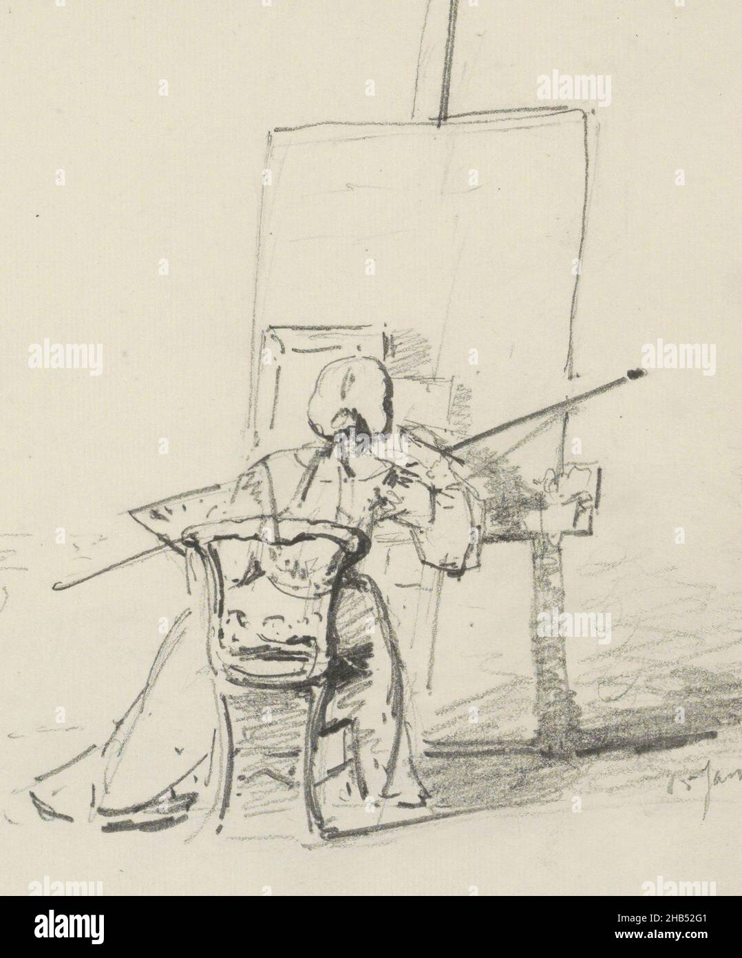 Seated artist at easel hi-res stock photography and images - Alamy