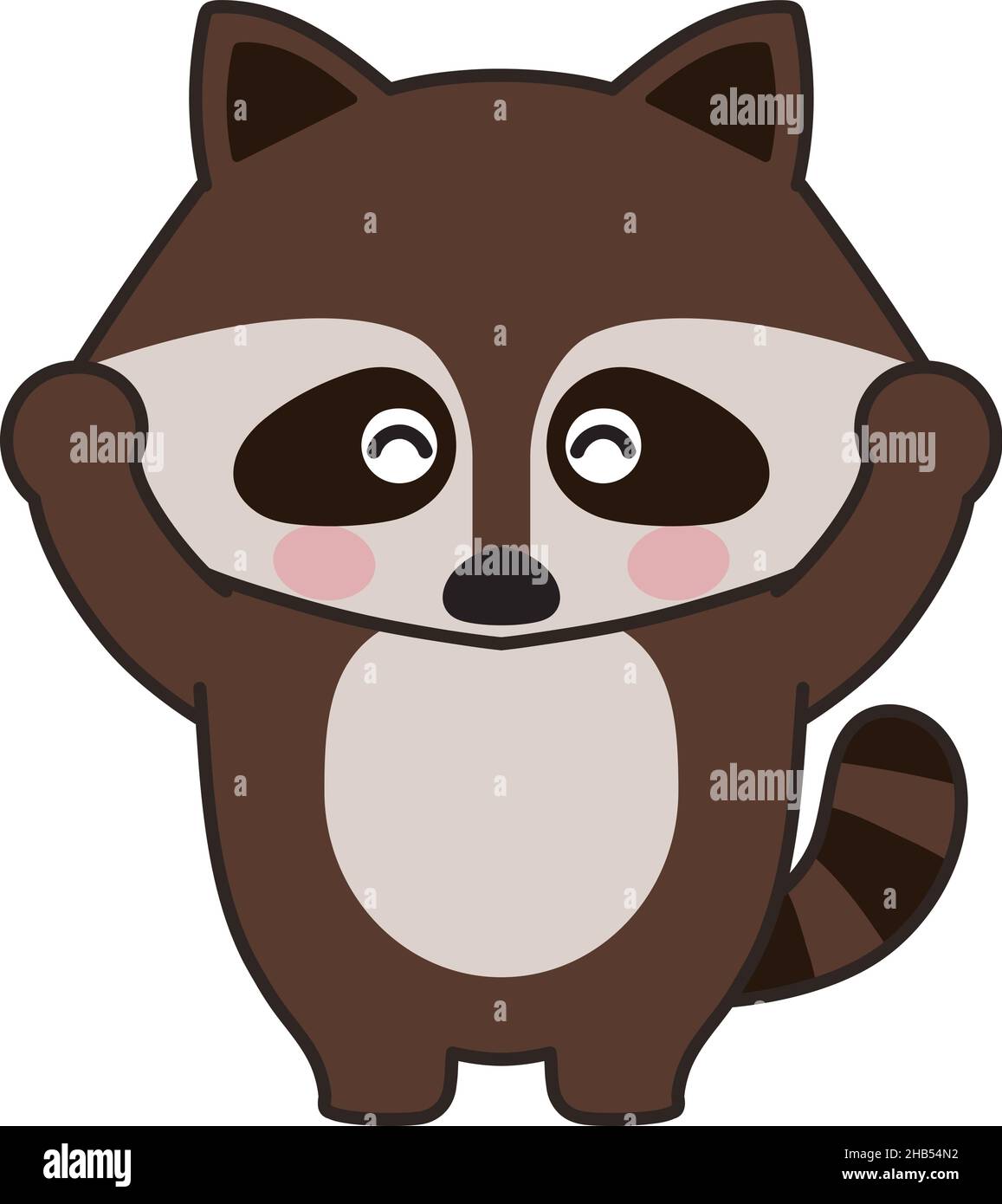 Raccoon feels great joy. Vector illustration isolated on a white background. Stock Vector