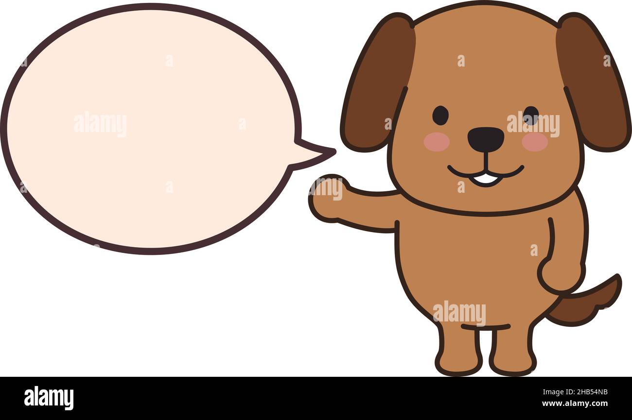 Dog talking to someone with a speech bubble. Vector illustration isolated on a white background. Stock Vector