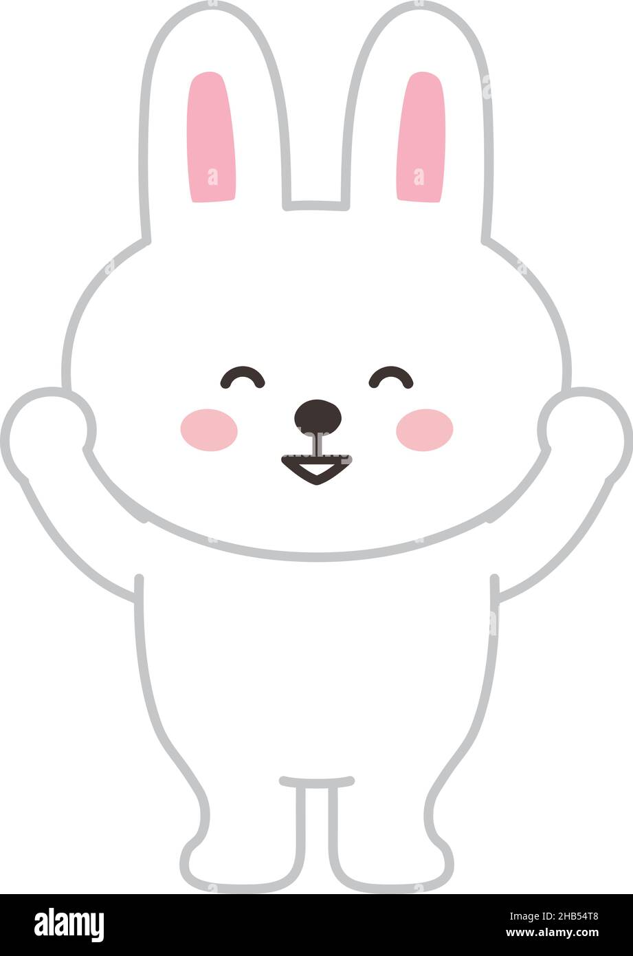 Rabbit feels great joy. Vector illustration isolated on a white background. Stock Vector