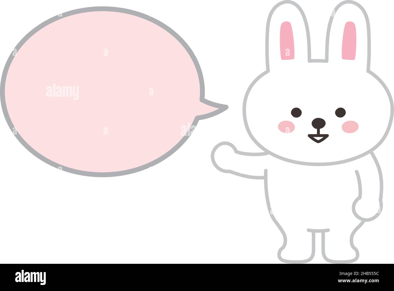 Rabbit talking to someone with a speech bubble. Vector illustration isolated on a white background. Stock Vector