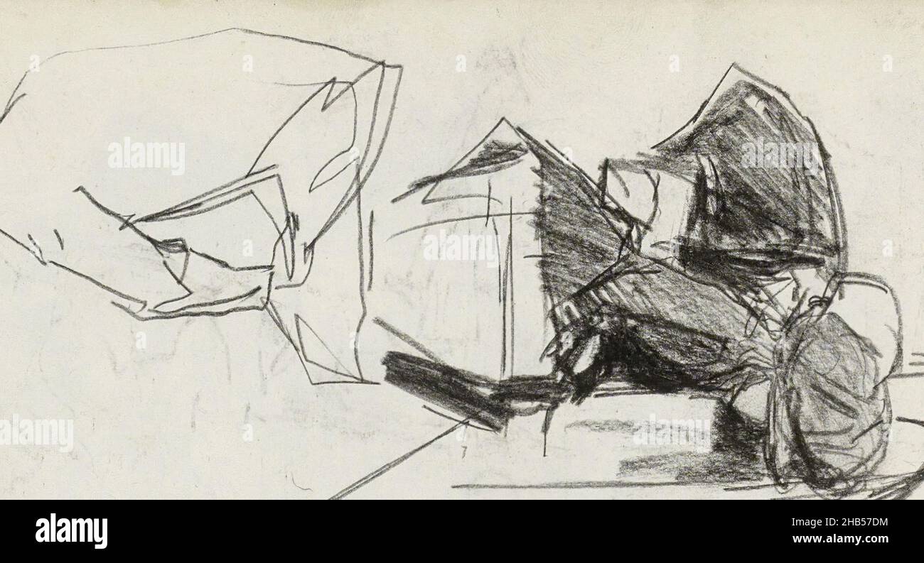 Sheet 2 recto from sketchbook XXXVI with 26 sheets, seated man and a seated girl, Isaac Israels, 1875 - 1934 Stock Photo