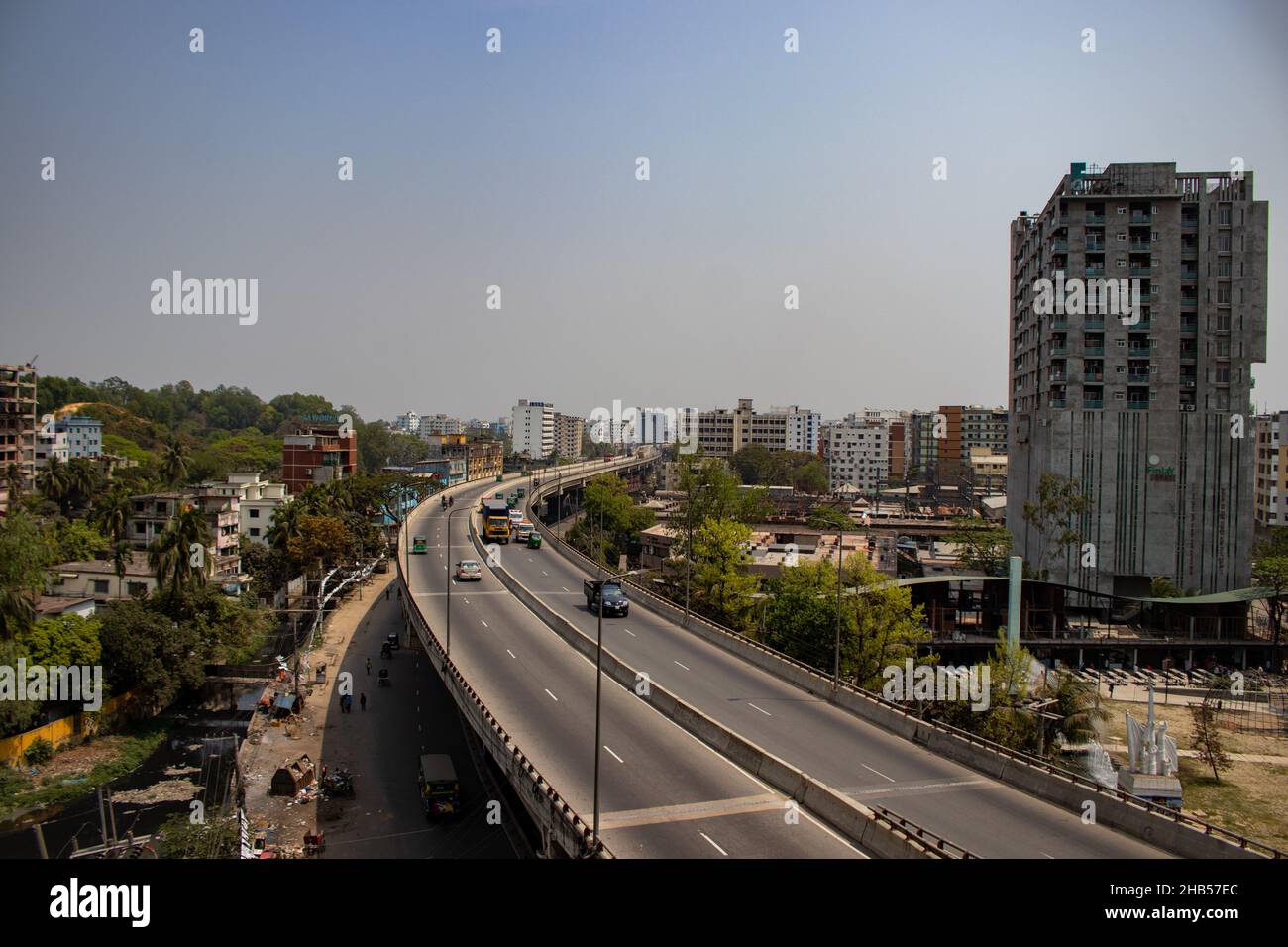 Landscape view of Akhtaruzzaman Flyover (Muradpur Flyover) in Chittagong city, Bangladesh Stock Photo