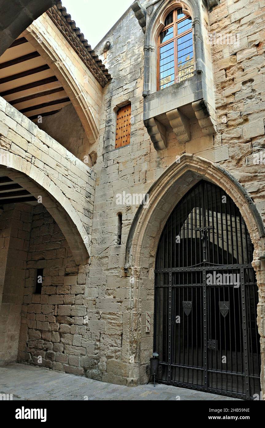 Royal Monastery of Santa Maria de Poblet in the region of Conca de Barbera province of Tarragona, Catalonia, Spain Stock Photo