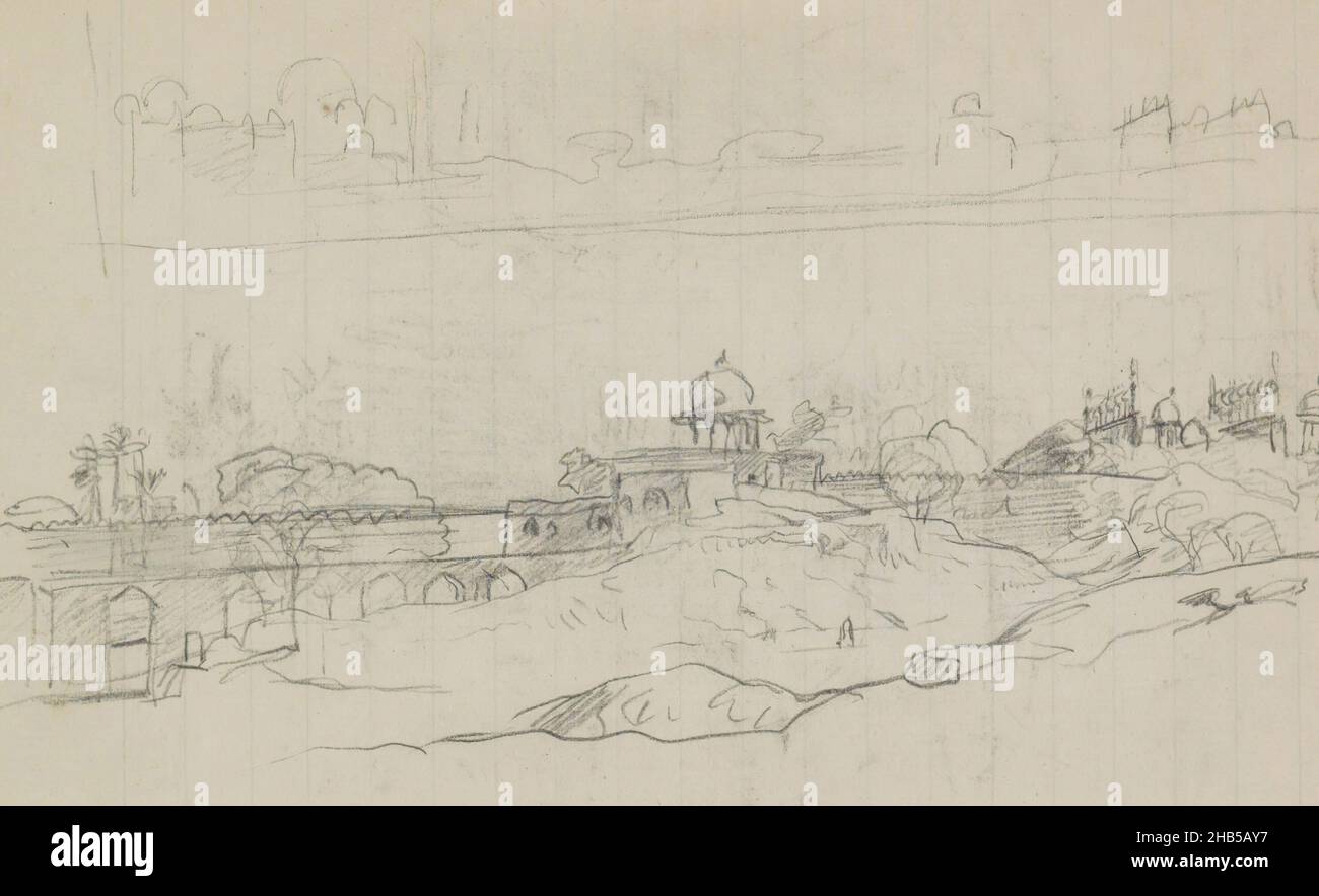 Page 53 from a sketchbook with 36 pages, Fort of Agra with the Musamman  Burj tower., draughtsman: Marius Bauer, Agra, 1897 - 1898, Marius Bauer,  1897 - 1898 Stock Photo - Alamy