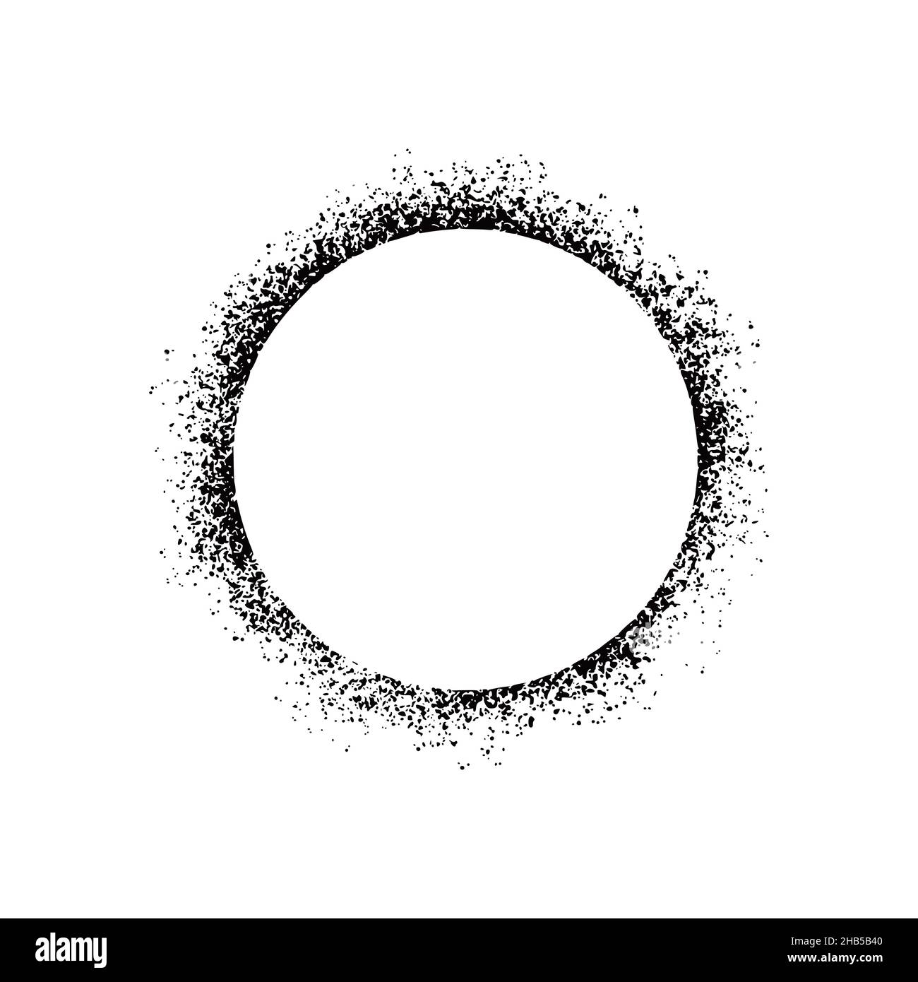 Stencil spray paint circle frame. Grunge graffiti style black frame. Isolated vector