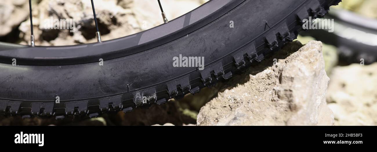 Classic bicycle tire tread design and road safety closeup Stock Photo ...