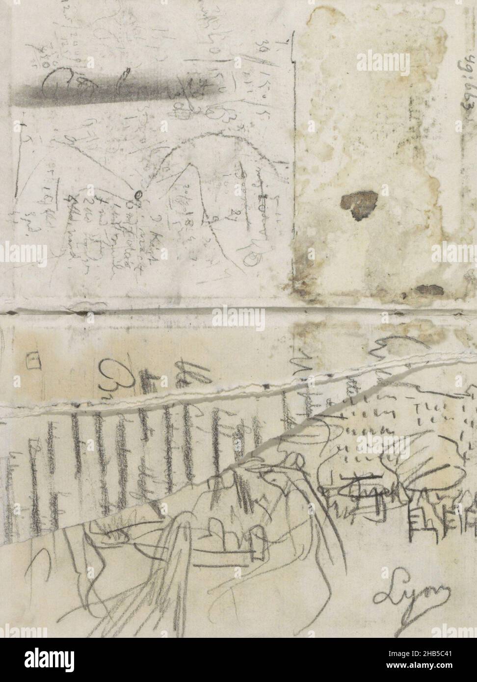 Front cover sheet from a sketchbook with 42 sheets, Sheet with notes ...