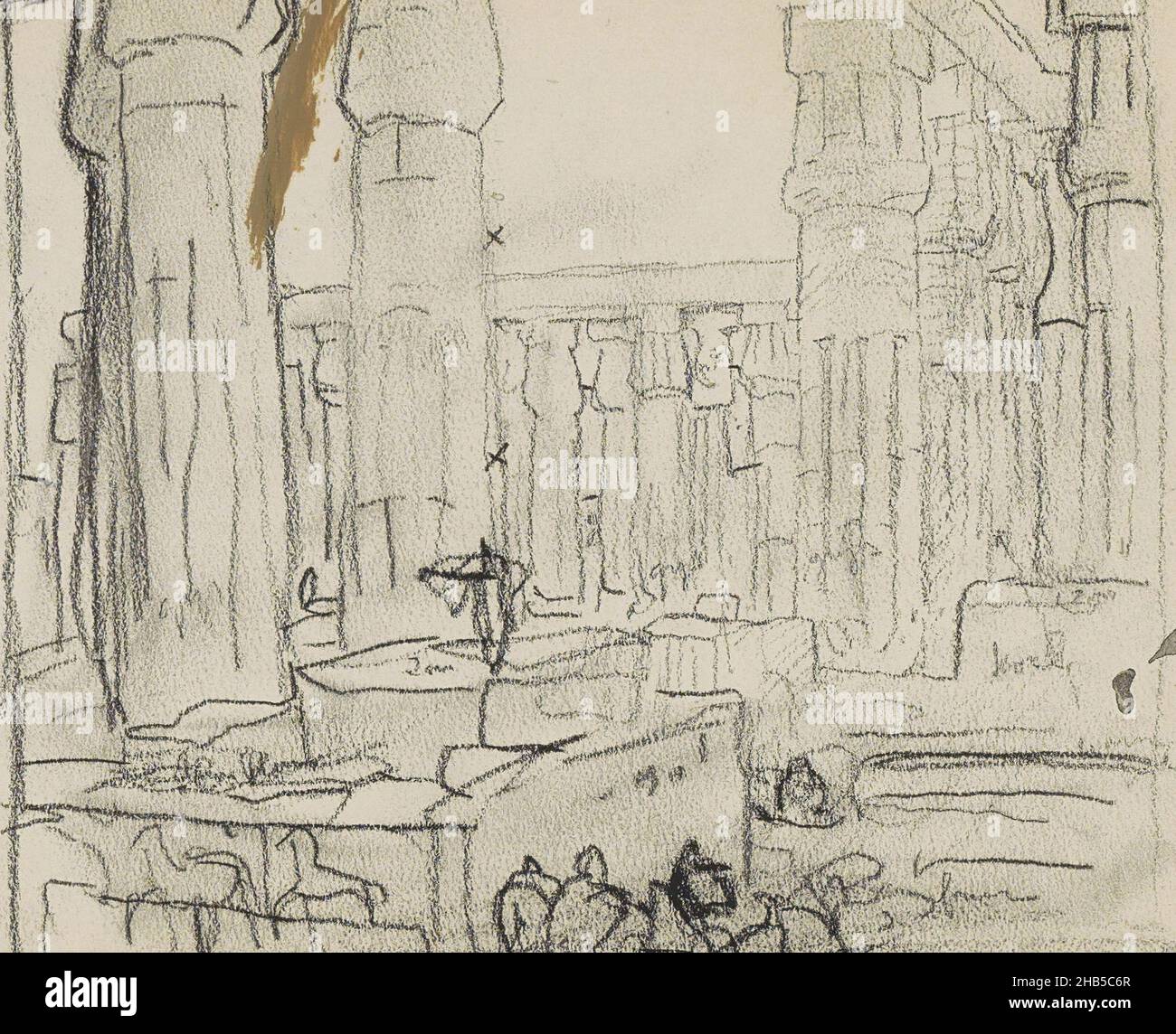 Page 45 from a sketchbook with 28 pages, Zonnehof by Akhenaton of the Luxor Temple., draughtsman: Marius Bauer, Luxor, 1919, Marius Bauer, 1919 Stock Photo