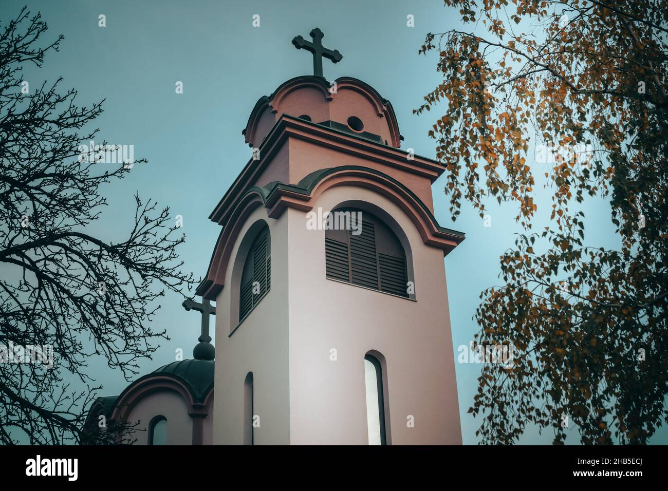 Low angle of an orthodox church under the blue sky Stock Photo - Alamy