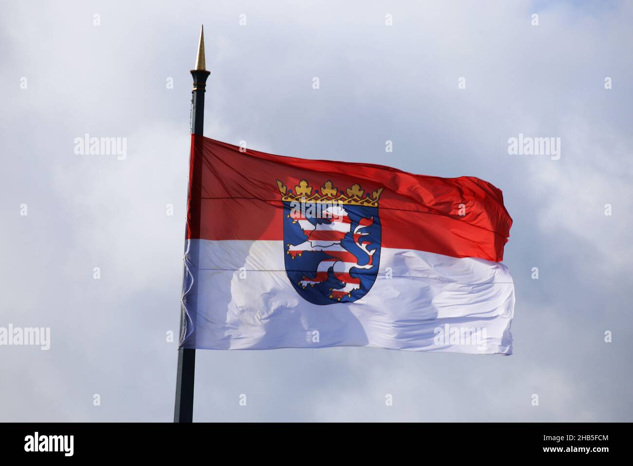 Flag of Hessen (Germany) in the state capital Wiesbaden Stock Photo - Alamy