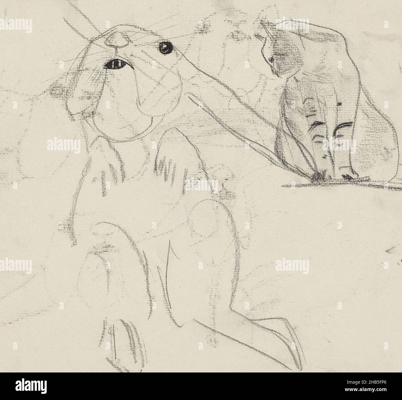 Sheet 20 verso from a sketchbook with 44 sheets, Rabbit and a sitting ...