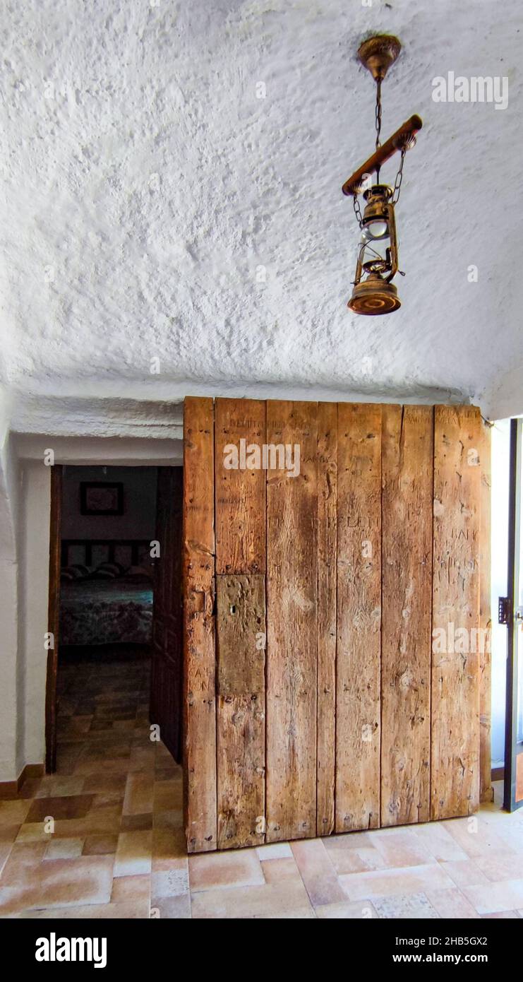 Details of an old gate in a rural cave house. Stock Photo
