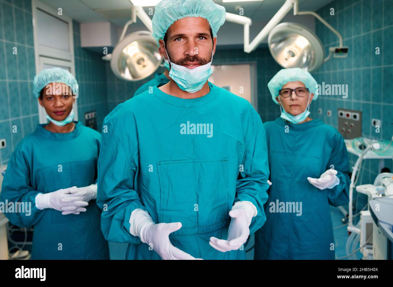 Doctors preparation for surgical operation in hospital. Healthcare medicine concept Stock Photo