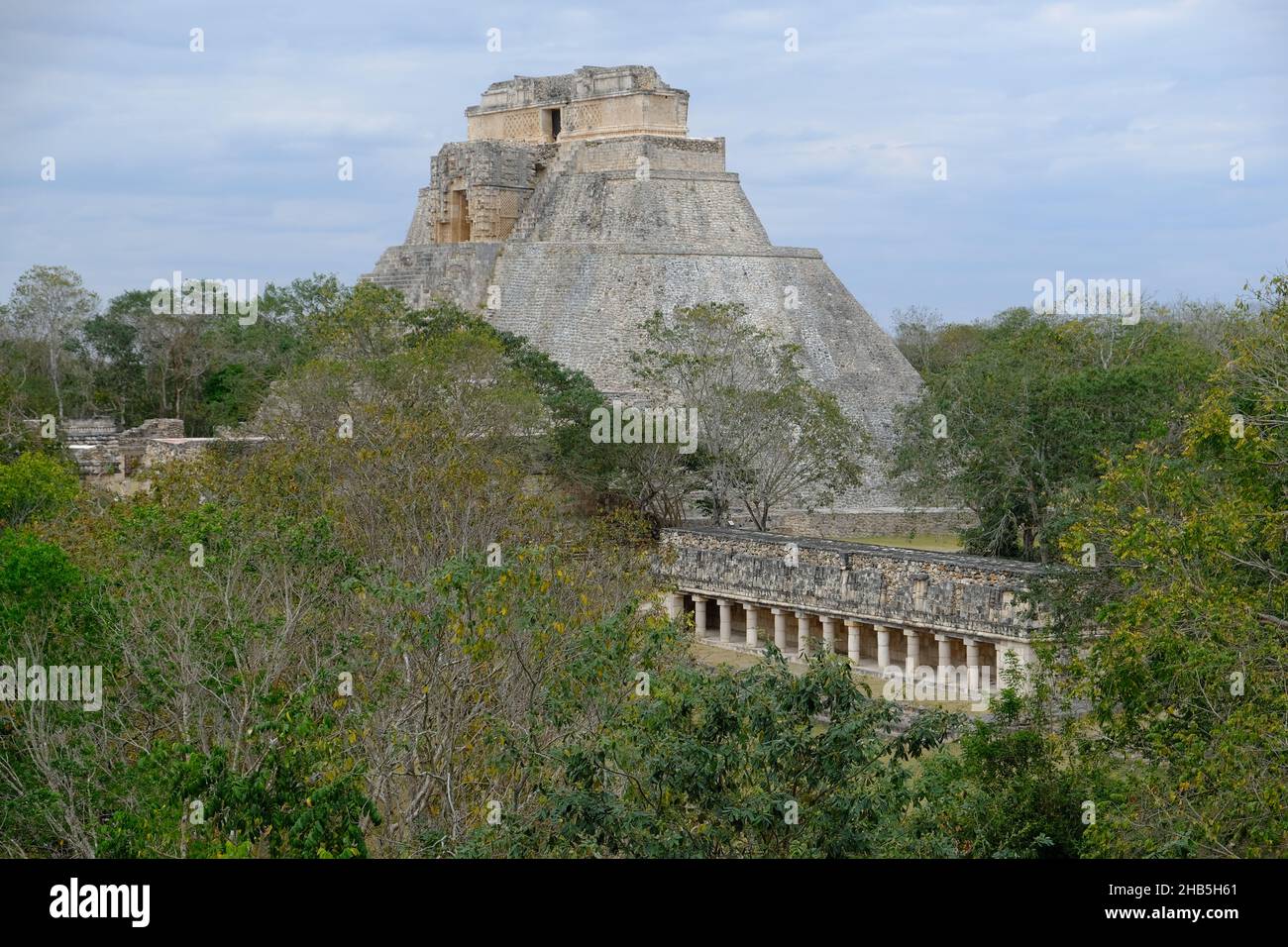 Mexico Uxmal - Pyramid of the Magician - Piramide del Adivino Stock Photo