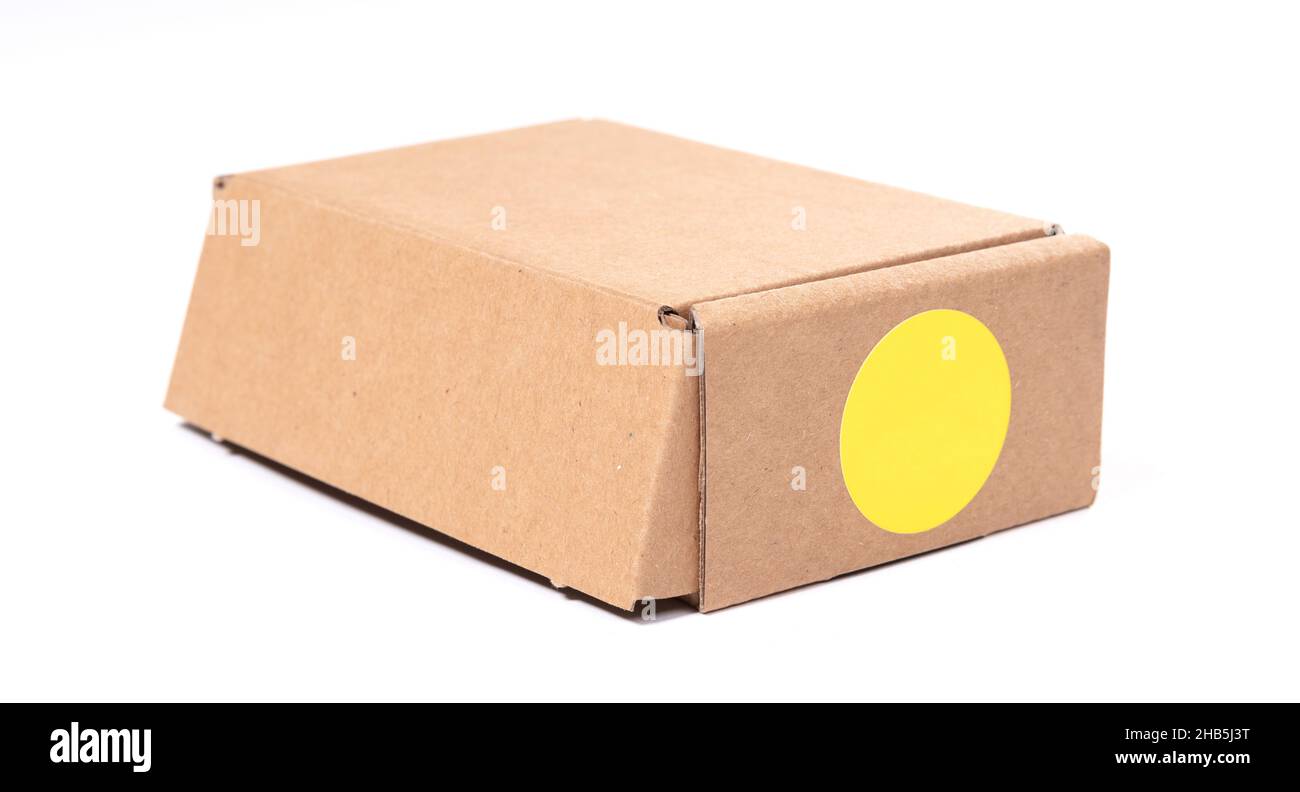 Closed cardboard small box isolated on white background Stock Photo - Alamy