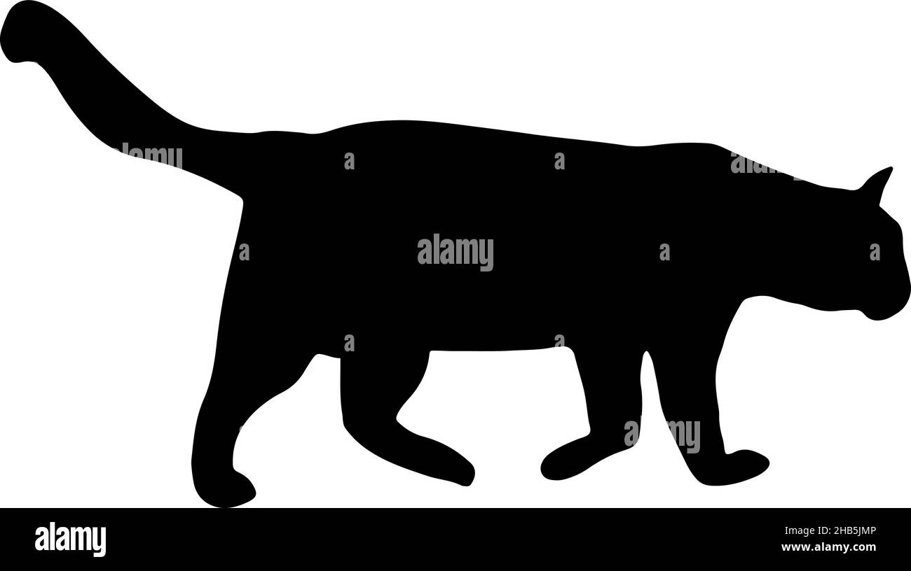 silhouette of walking a black cat Stock Vector