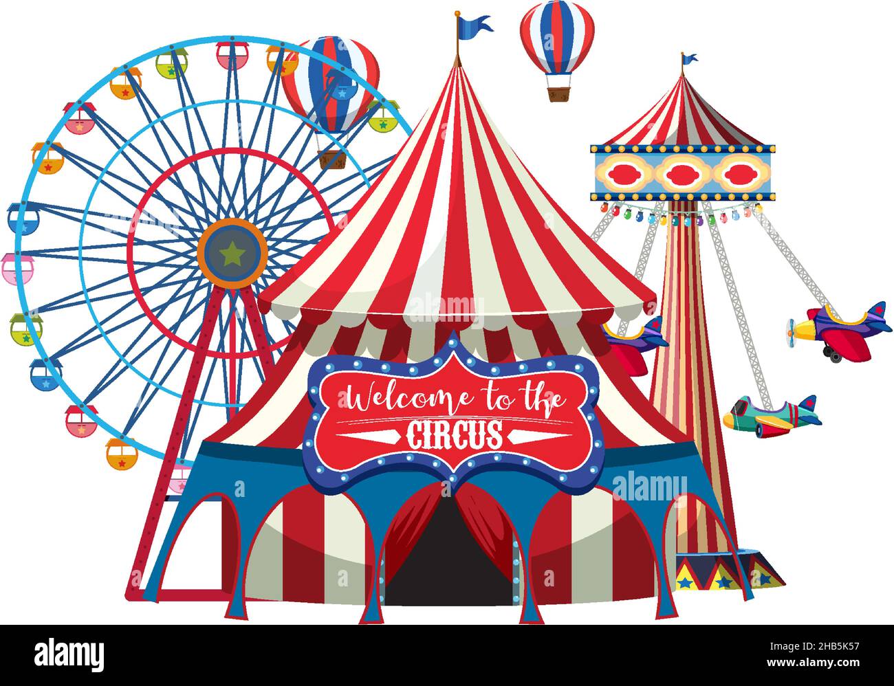Circus dome at amusement park on white background illustration Stock ...