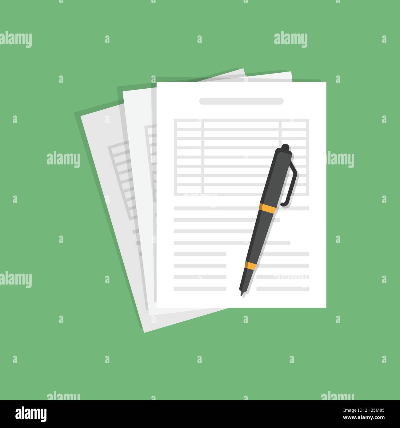 Contract document icon in flat style. Report folder stamp vector ...