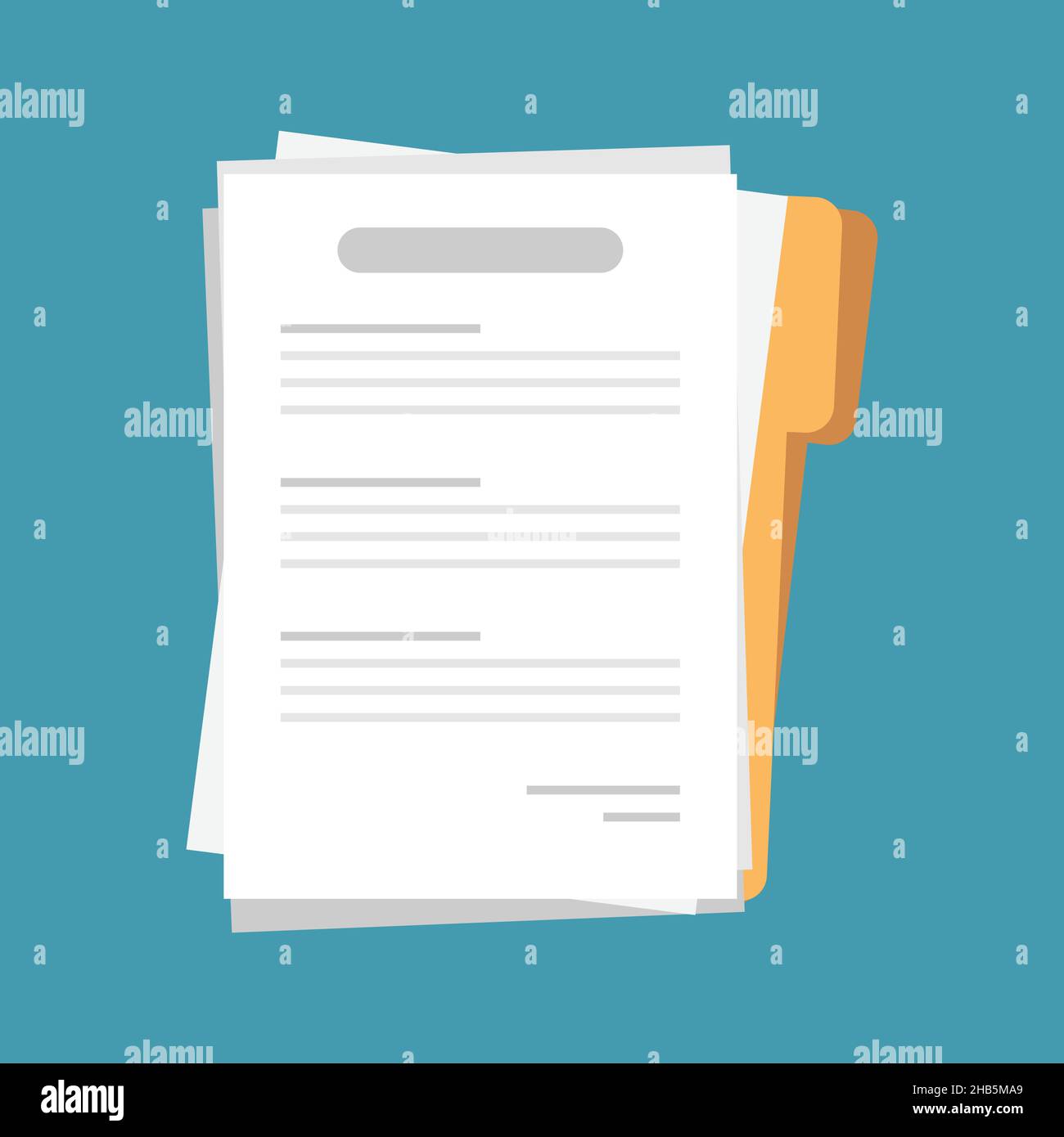 Contract document icon in flat style. Report folder stamp vector ...