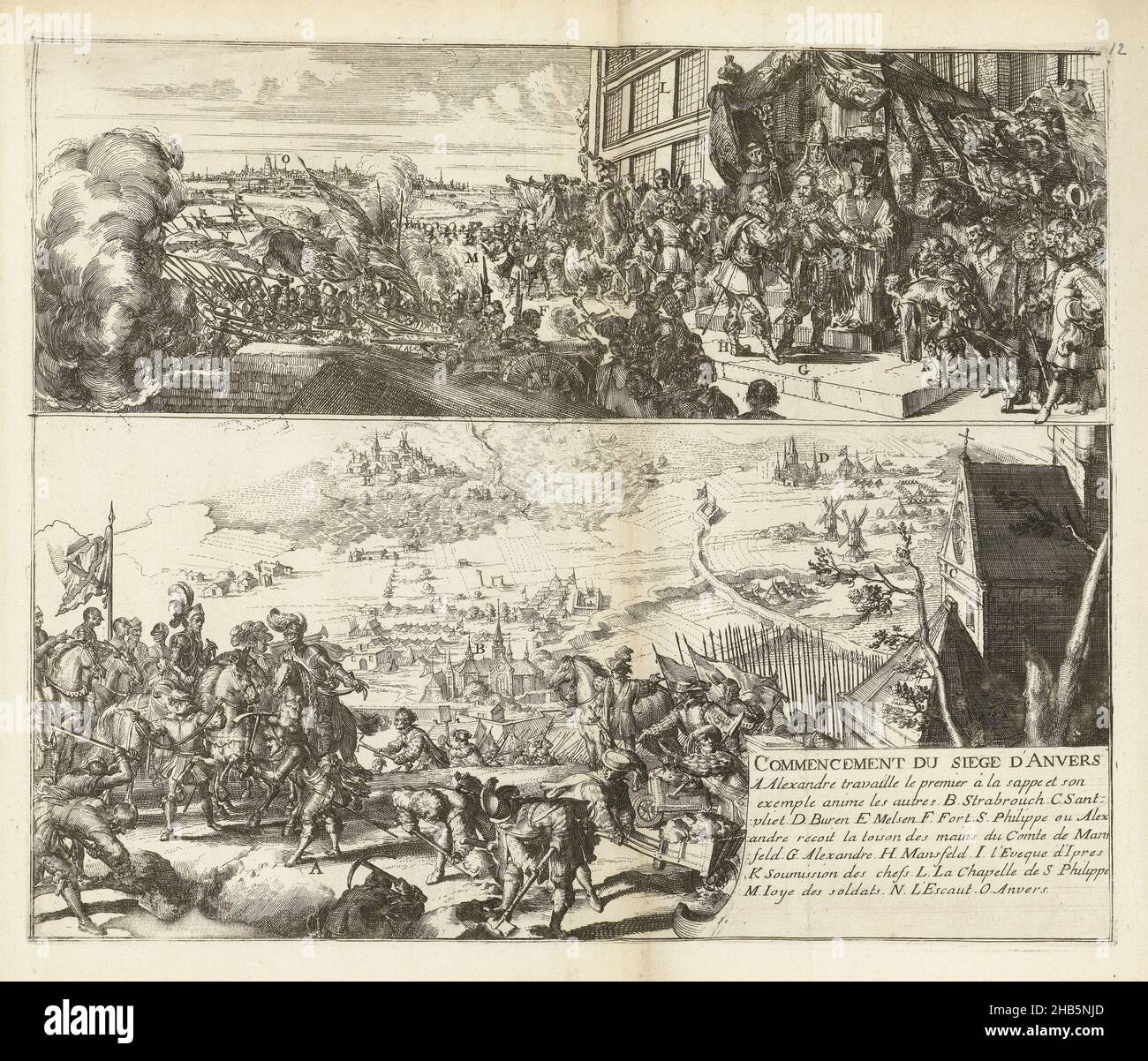 Two representations on the siege of Antwerp by the Duke of Parma, 1584 ...