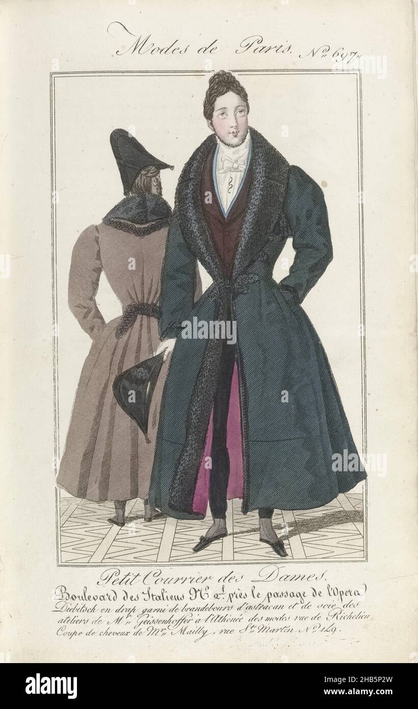 Petit Courrier des Dames, 1829 (697), Print from the fashion magazine Petit Courrier des Dames (1821-1868)., print maker: anonymous, 1829, paper, engraving Stock Photo