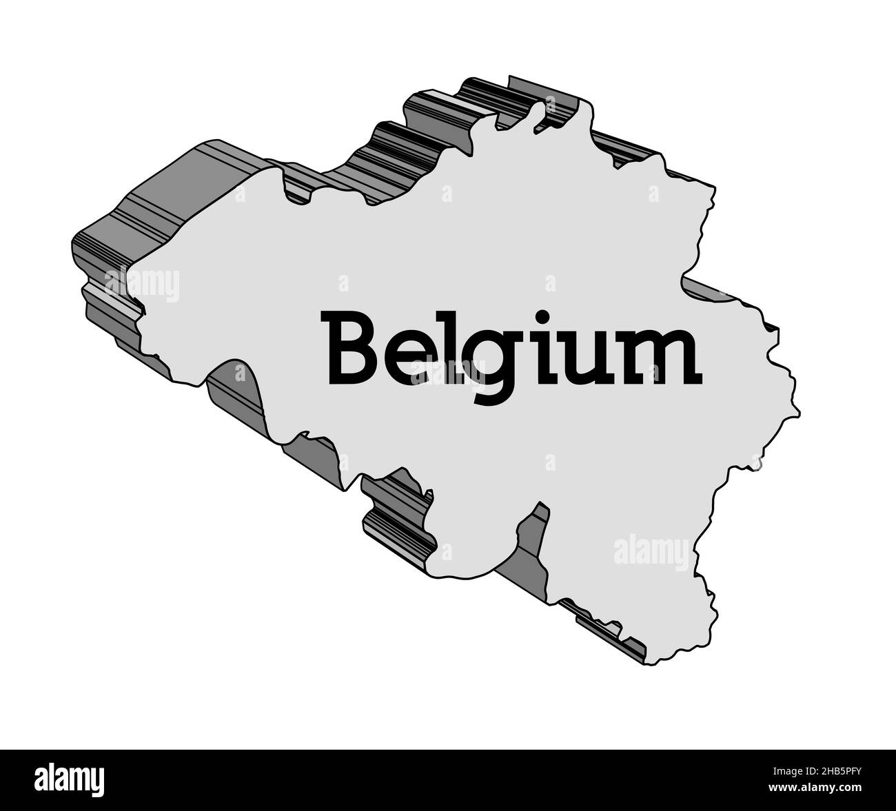Outline 3D map of Belgium over a white background Stock Photo - Alamy