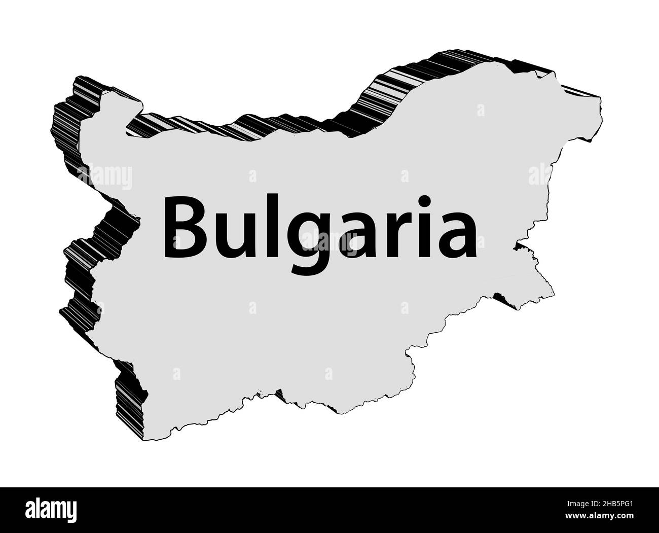 Outline 3D Map Of The Country Of Bulgaria Isolated Over A White Outline 3d Map Of The Country Of Bulgaria Isolated Over A White Background 2HB5PG1 