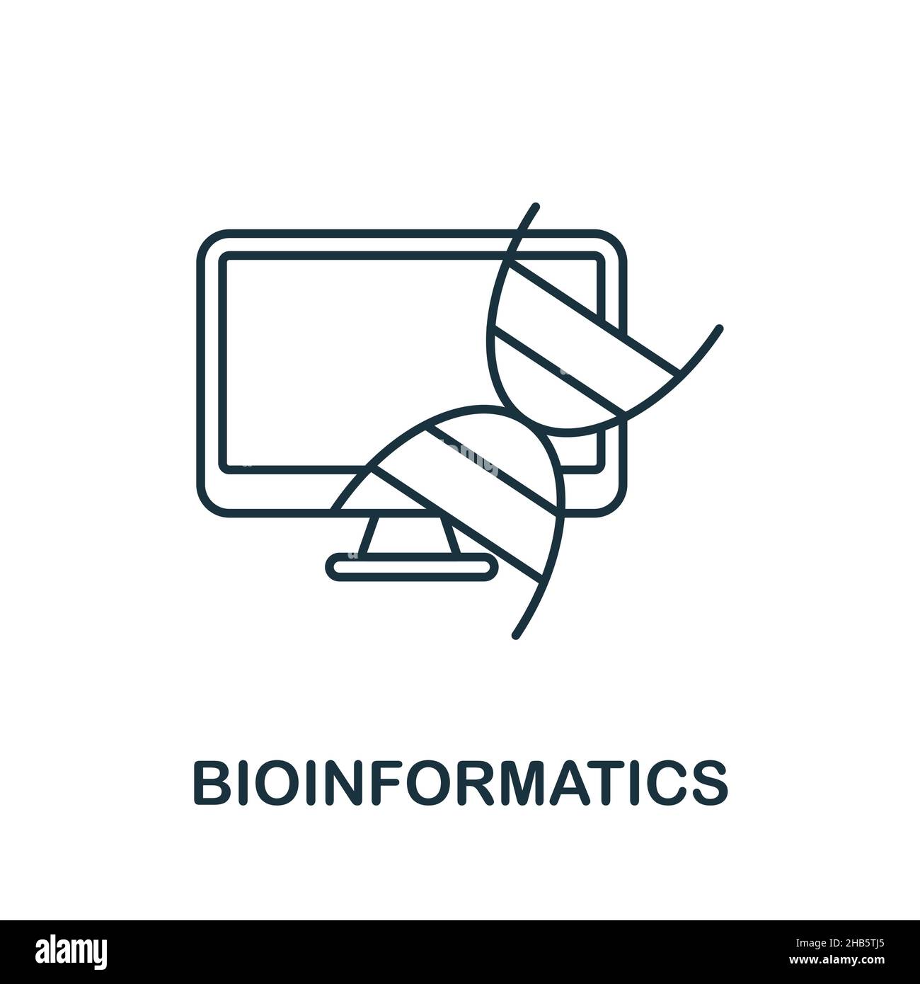 Bioinformatics icon. Line element from bioengineering collection. Linear Bioinformatics icon sign for web design, infographics and more. Stock Vector