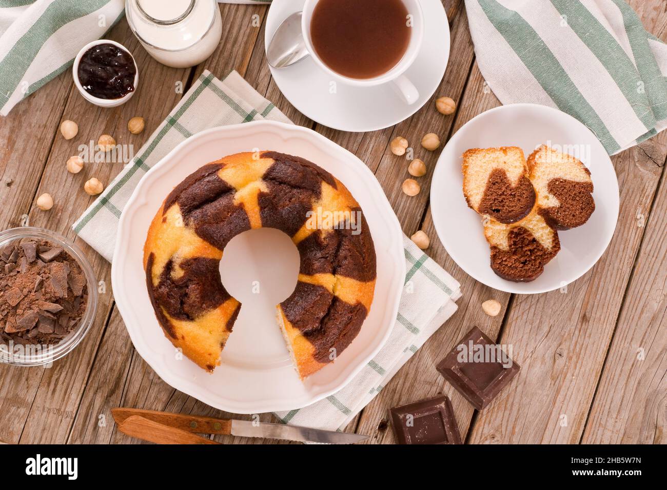 Marble ring cake Stock Photo Alamy