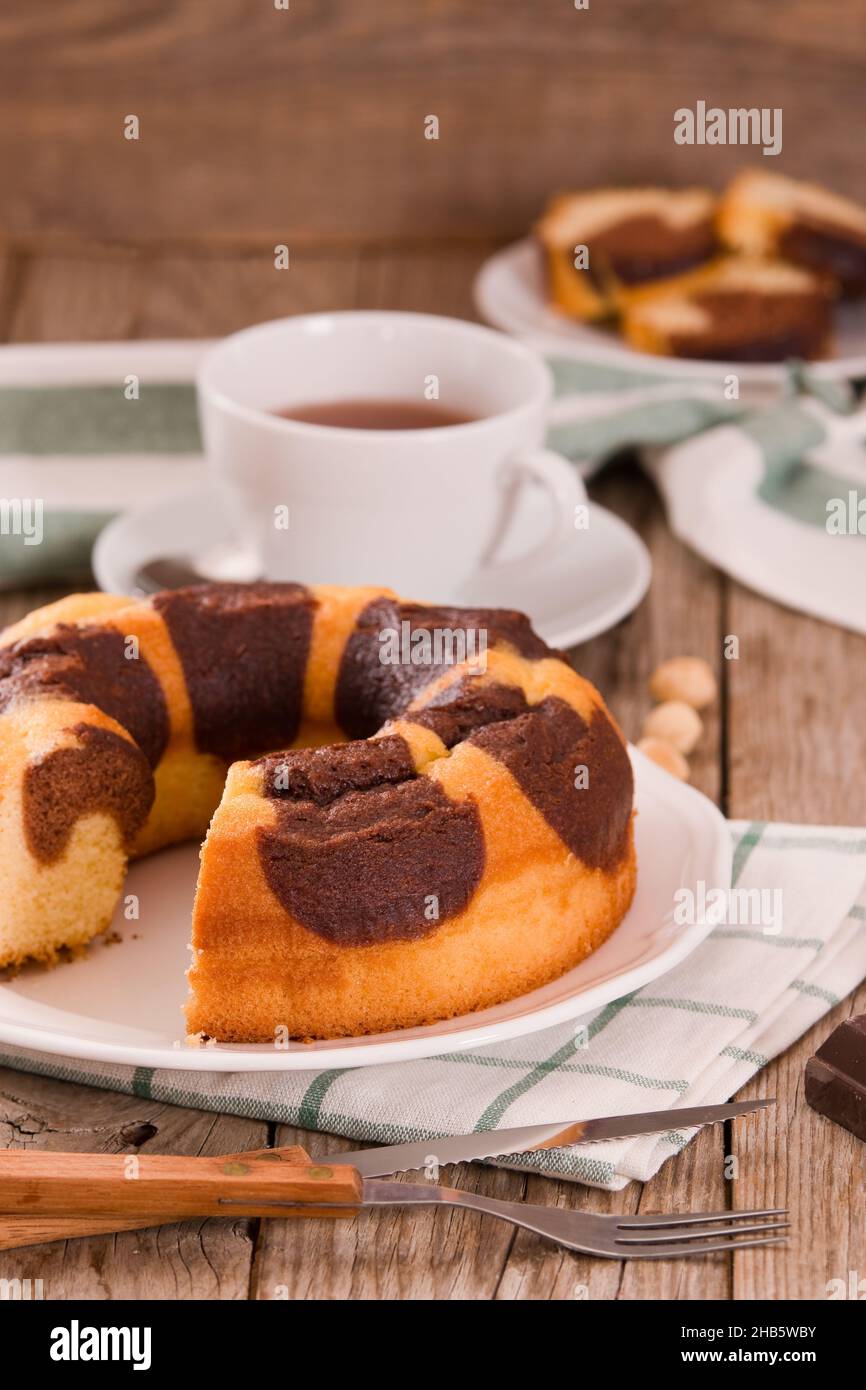Marble ring cake Stock Photo Alamy