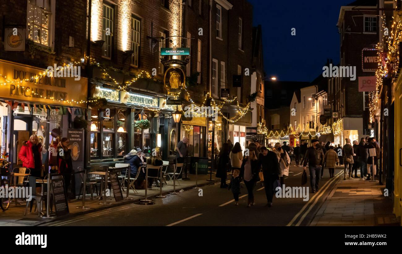 Decorative Christmas Lights in York, UK Stock Photo