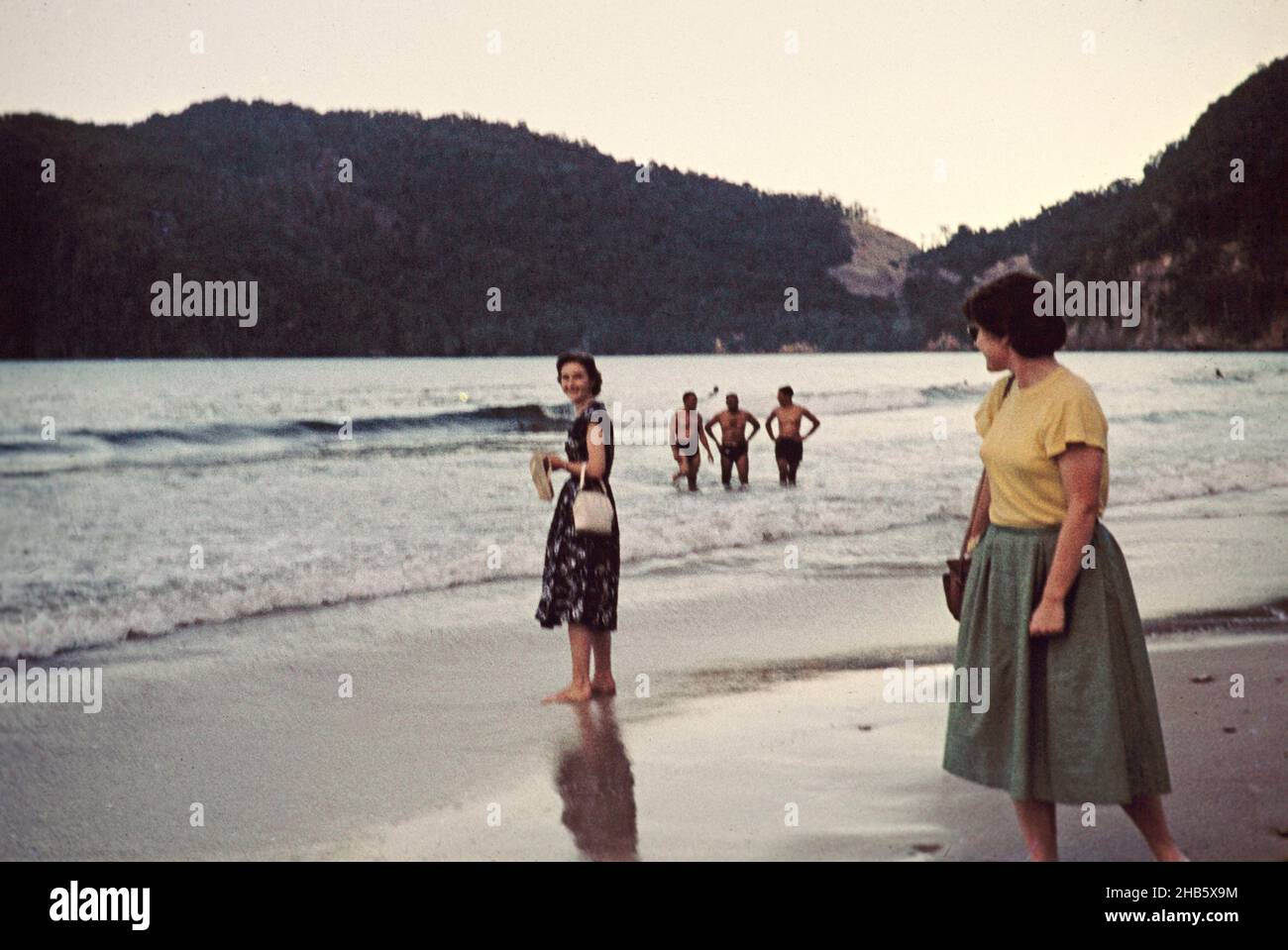 People on Maracas beach in the evening, Trinidad c 1962 Stock Photo Alamy