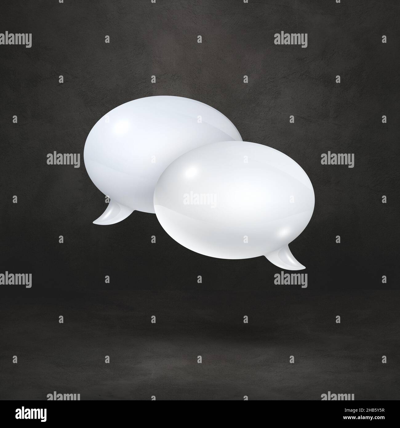 3D white speech bubbles isolated on black square background Stock Photo ...